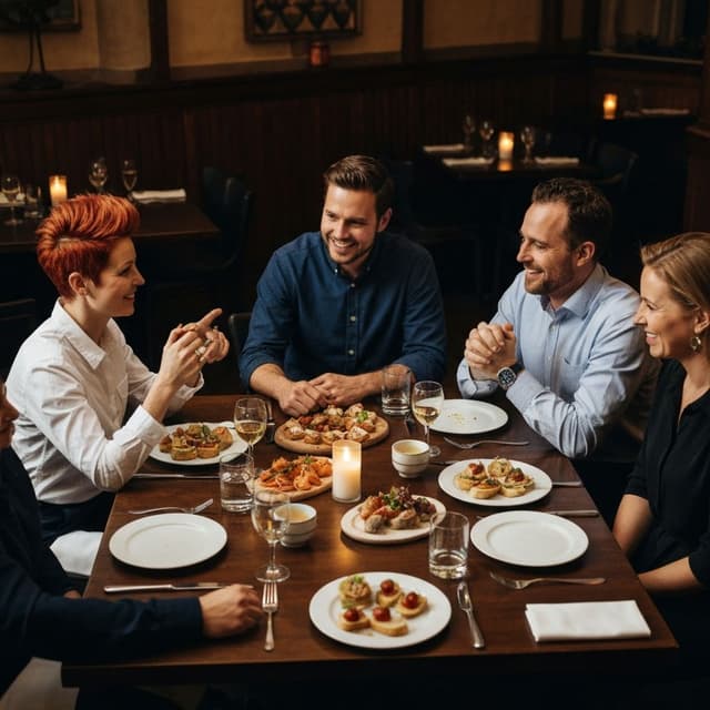 New friends chatting over appetisers